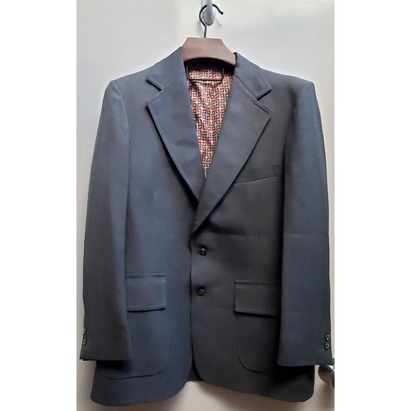VTG Manstyle Leisure Blazer 70's Grey Poly Disco Western Collar Pockets 42R Belk - Picture 1 of 16